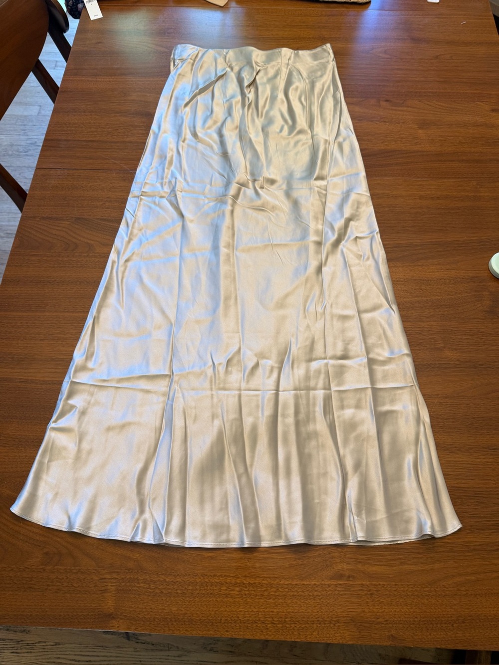 Silky Cream Satin Maxi Skirt - Elegant Bias-Cut